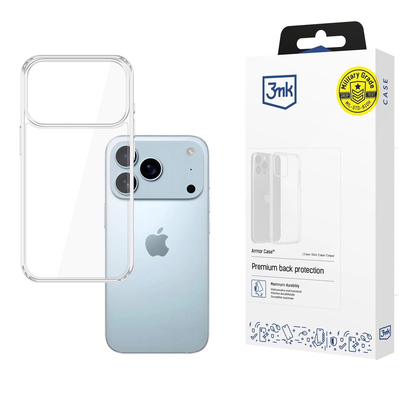 Прозрачен калъф с прозрачна защитна рамка за Apple iPhone 17 Pro - 3mk Armor Case