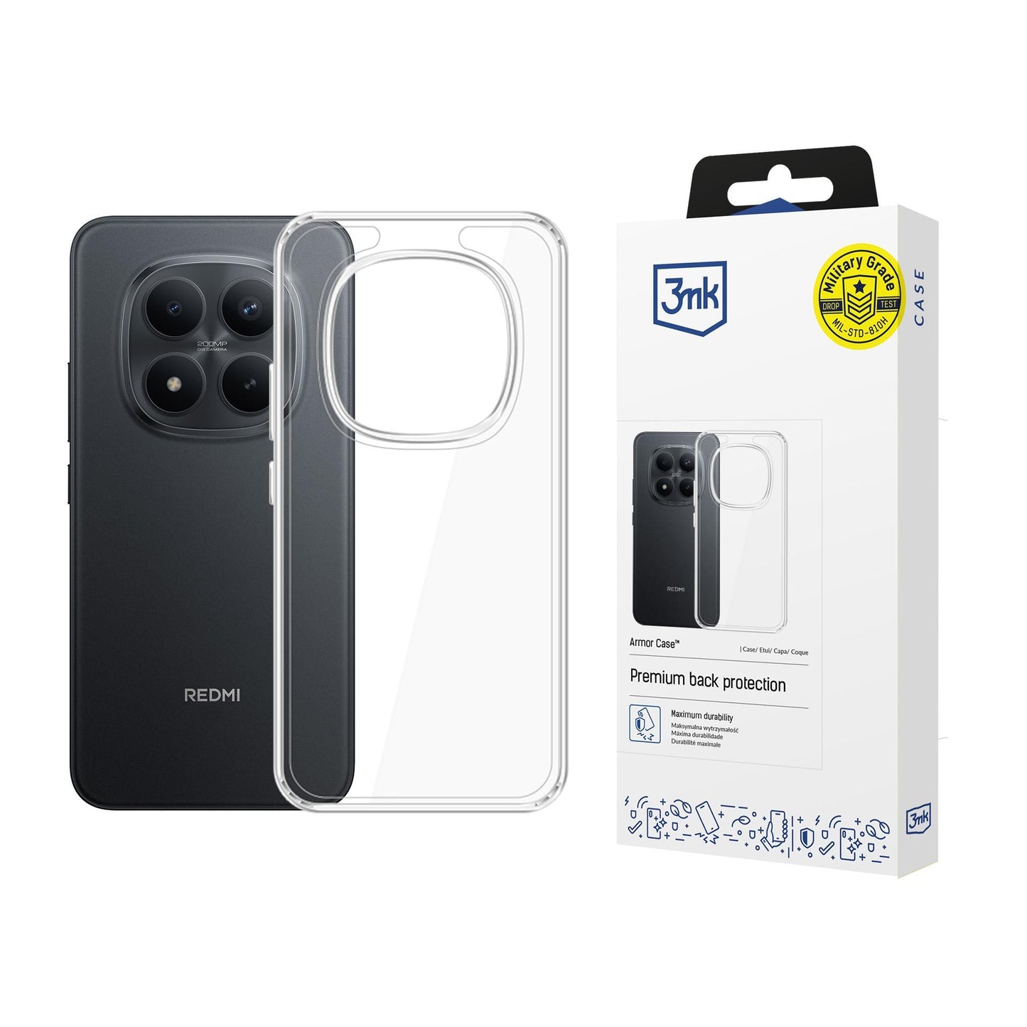 Прозрачен калъф с прозрачна защитна рамка за Redmi Note 15 Pro 4G - 3mk Armor Case