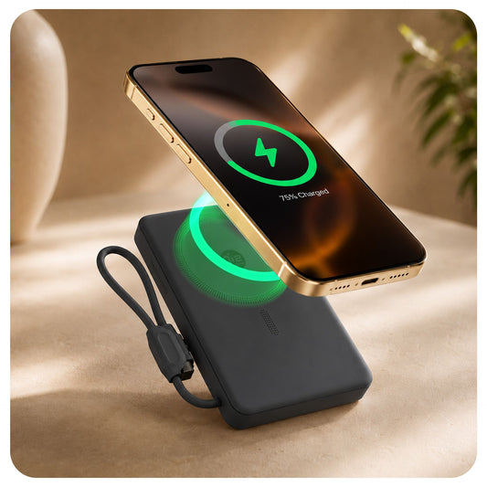 Джобна външна батерия - 3mk Genesis Qi 2.2™ 25W Wireless + PD45W 10,000mAh Черна