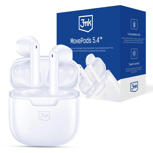 Безжични Bluetooth слушалки - 3mk MovePods 5.4 White