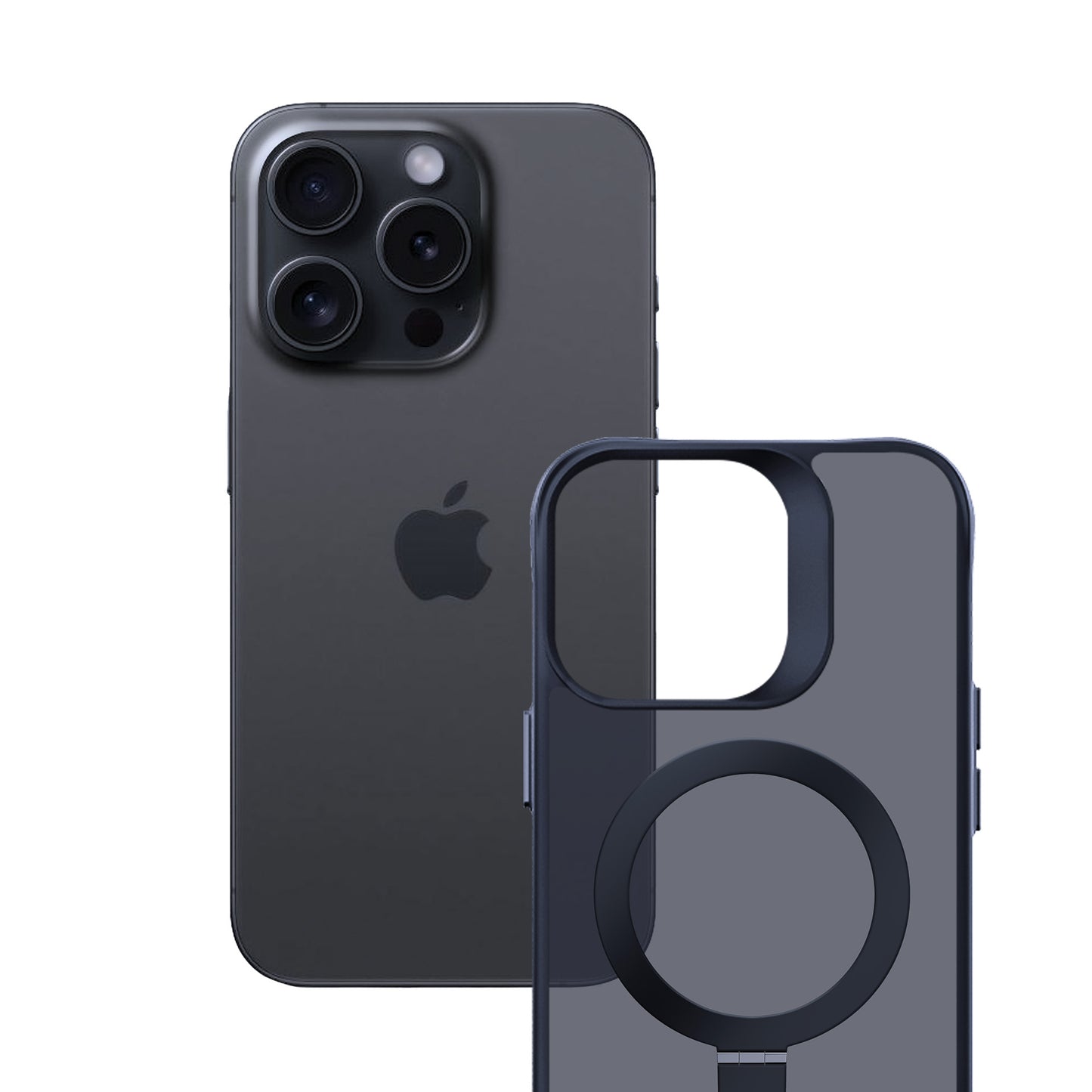 Опушен силиконов калъф с MagSafe и практична стойка за Apple iPhone 15 Pro Max - 3mk Smoke Case Mag&Stand