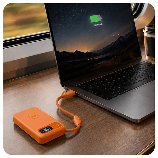 Джобна външна батерия - 3mk Genesis Qi 2.2™ 25W Wireless + PD45W 10,000mAh Оранжева