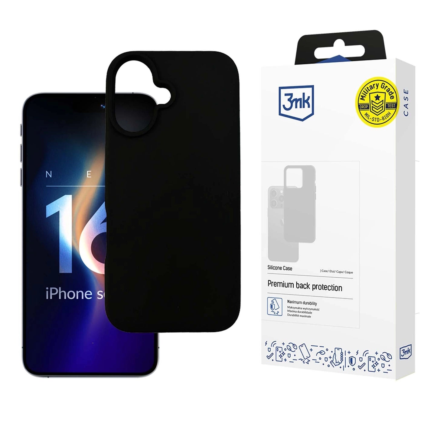 Черен силиконов калъф за Apple iPhone 16 Plus - 3mk Silicone Case