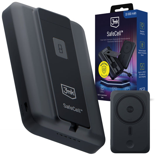 Джобна външна батерия - 3mk SafeCell 4 in 1 Semi-Solid 22.5W MagSafe 10,000mAh Тъмно сива