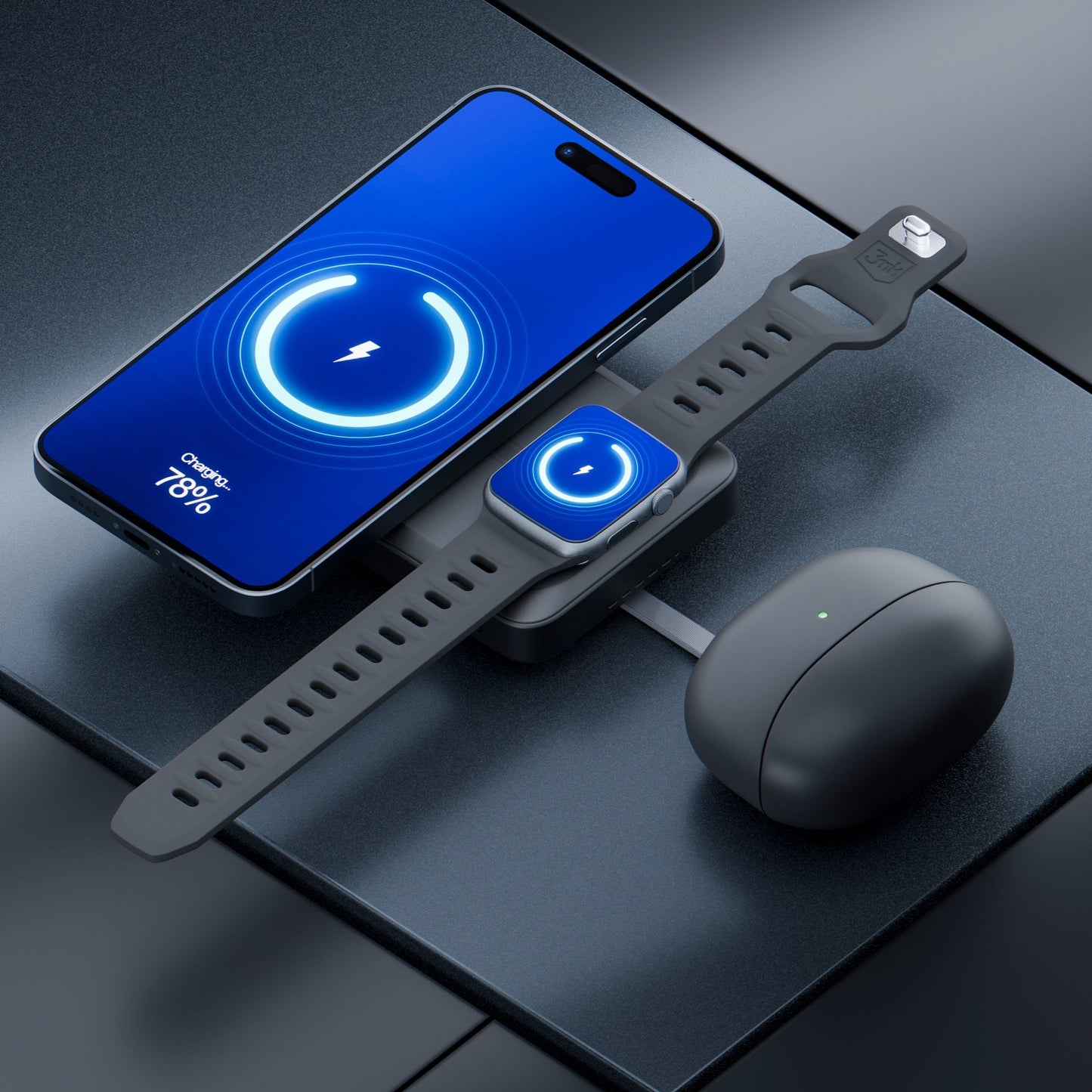 Джобна външна батерия - 3mk SafeCell 4 in 1 Semi-Solid 22.5W MagSafe 10,000mAh Тъмно сива