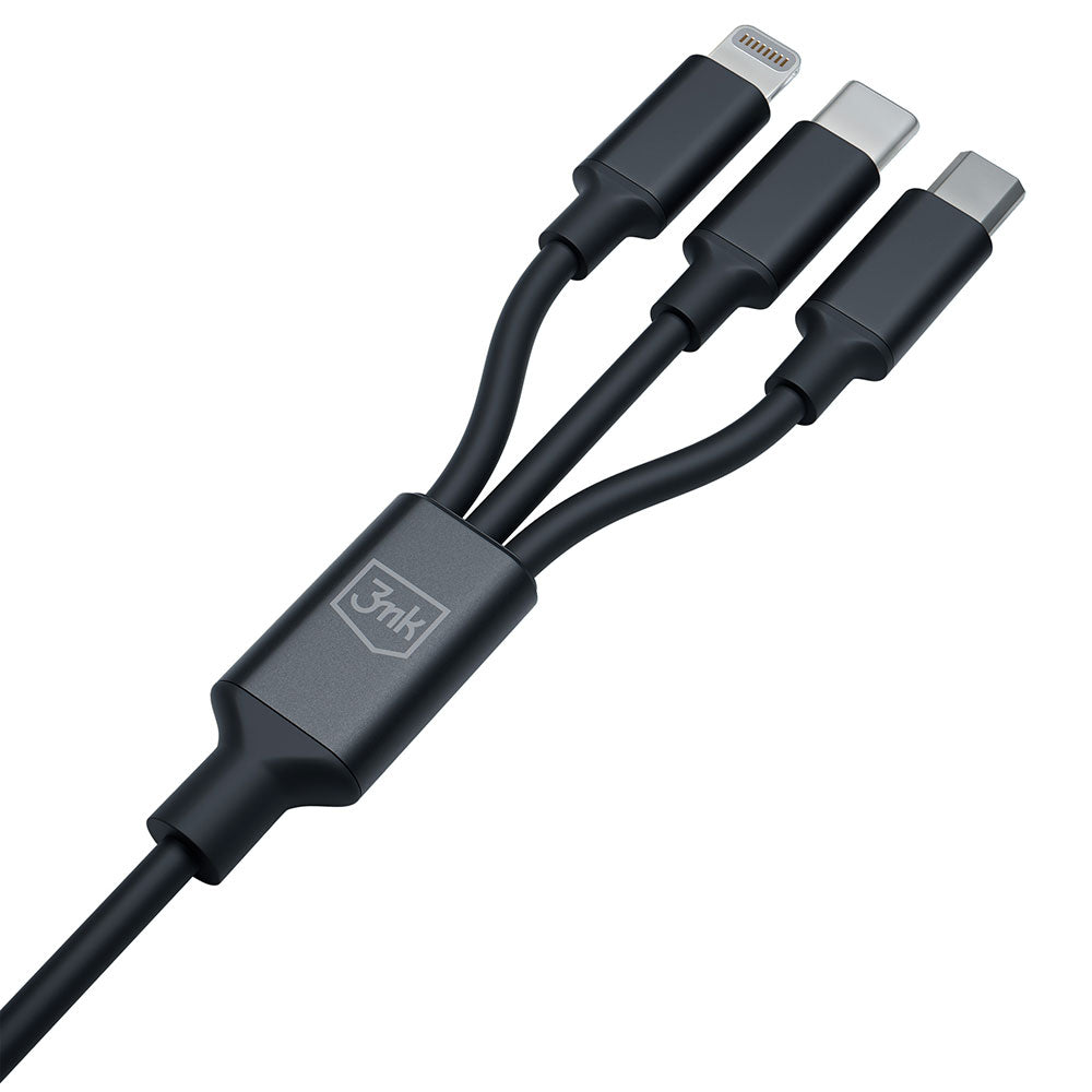 Кабел - 3mk Hyper Cable 3in1 A/C to C/Micro/Lightning 1.5m черен