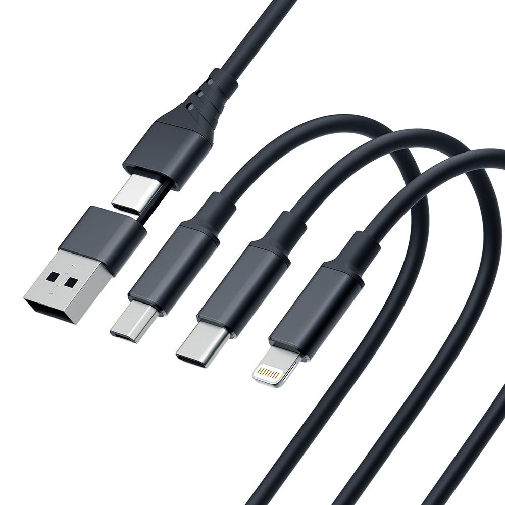 Кабел - 3mk Hyper Cable 3in1 A/C to C/Micro/Lightning 1.5m черен