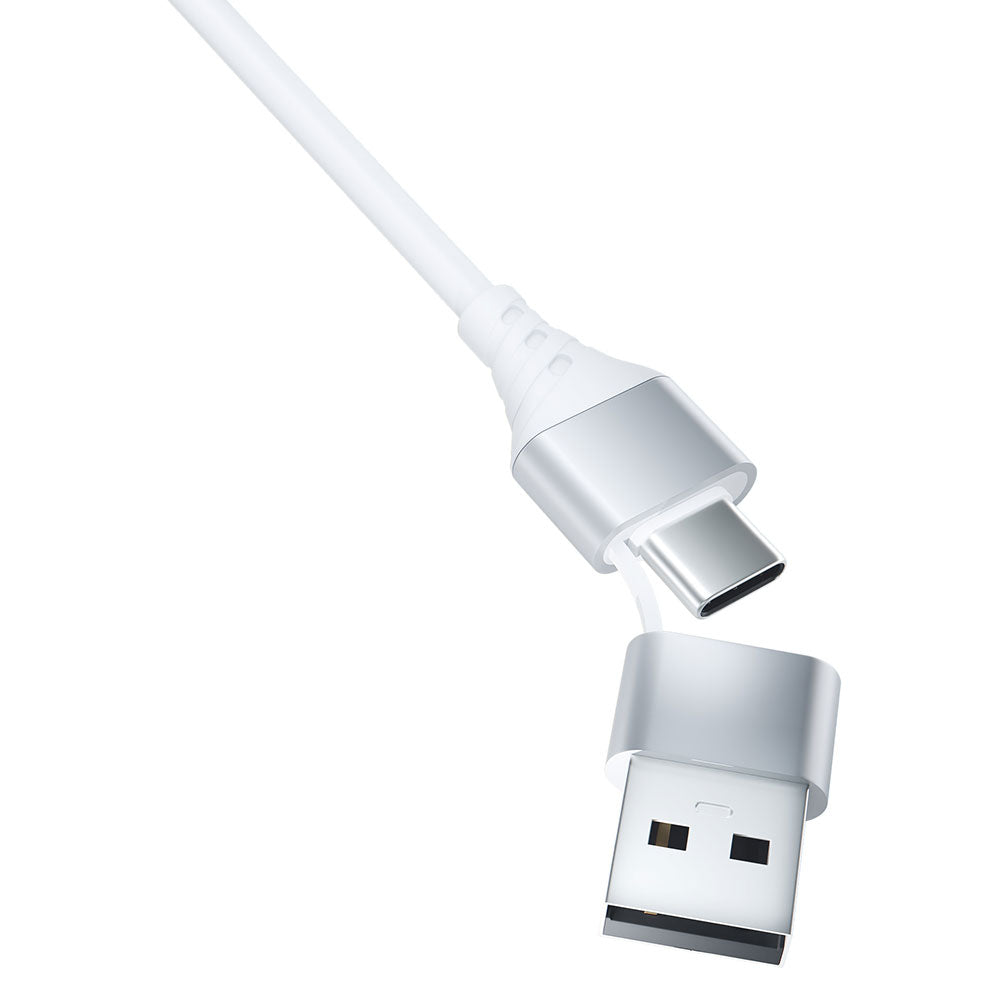 Кабел - 3mk Hyper Cable 3in1 A/C to C/Micro/Lightning 1.5m бял