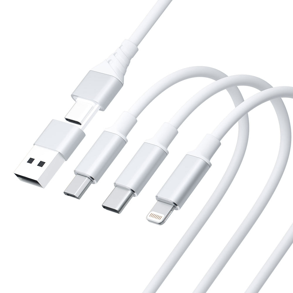 Кабел - 3mk Hyper Cable 3in1 A/C to C/Micro/Lightning 1.5m бял