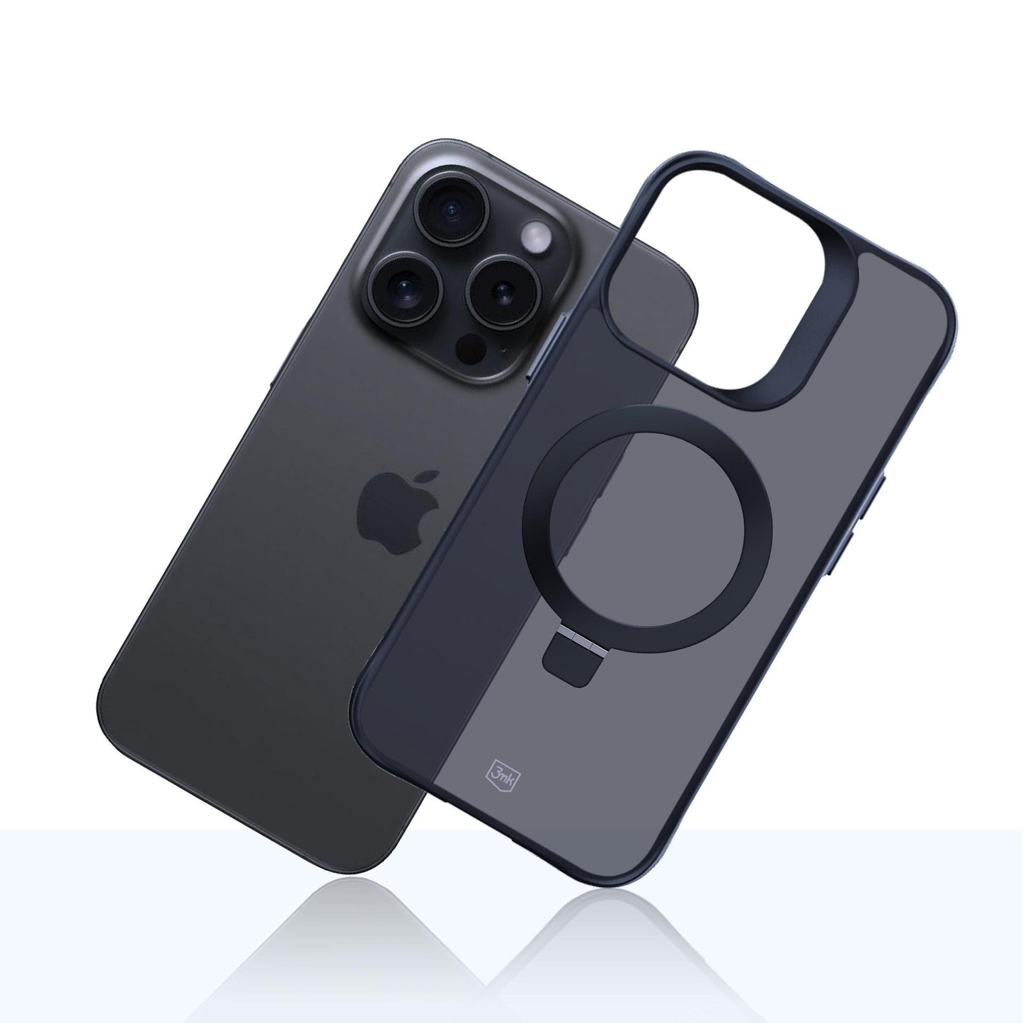 Опушен силиконов калъф с MagSafe и практична стойка за Apple iPhone 14 pro - 3mk Smoke Case Mag&Stand