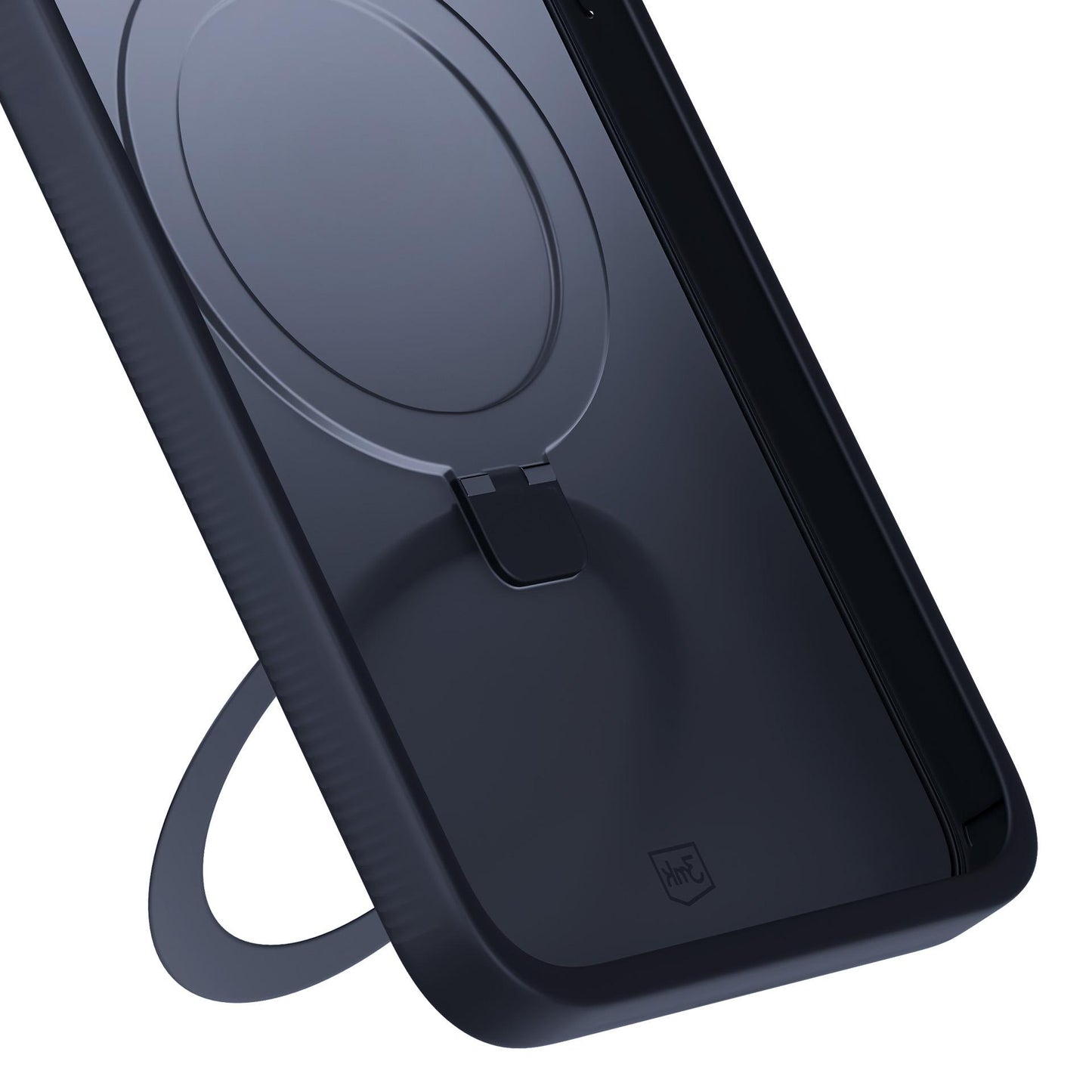Опушен силиконов калъф с MagSafe и практична стойка за Apple iPhone 15 - 3mk Smoke Case Mag&Stand