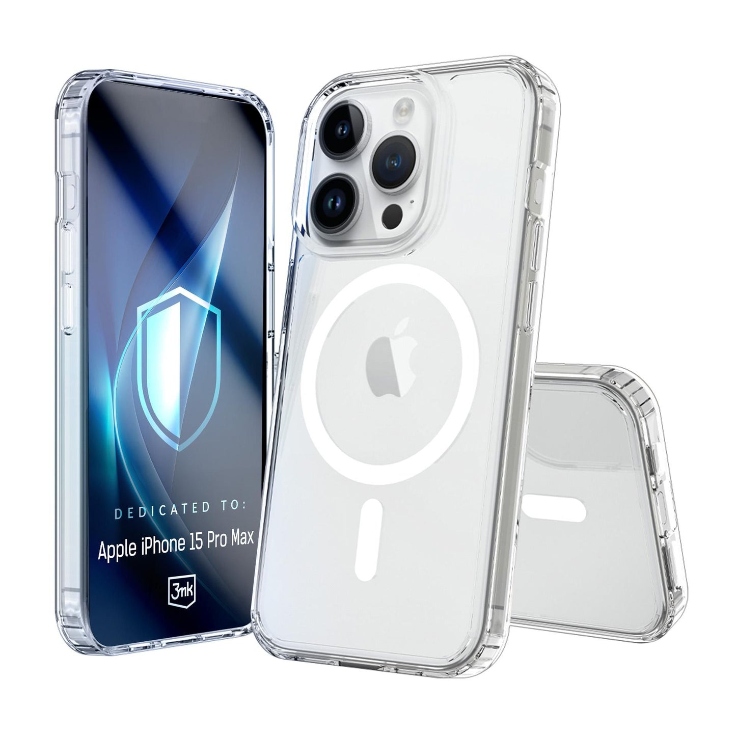 Прозрачен калъф MagSafe с прозрачна защитна рамка за Apple iPhone 15 Pro Max - 3mk Armor MagCase