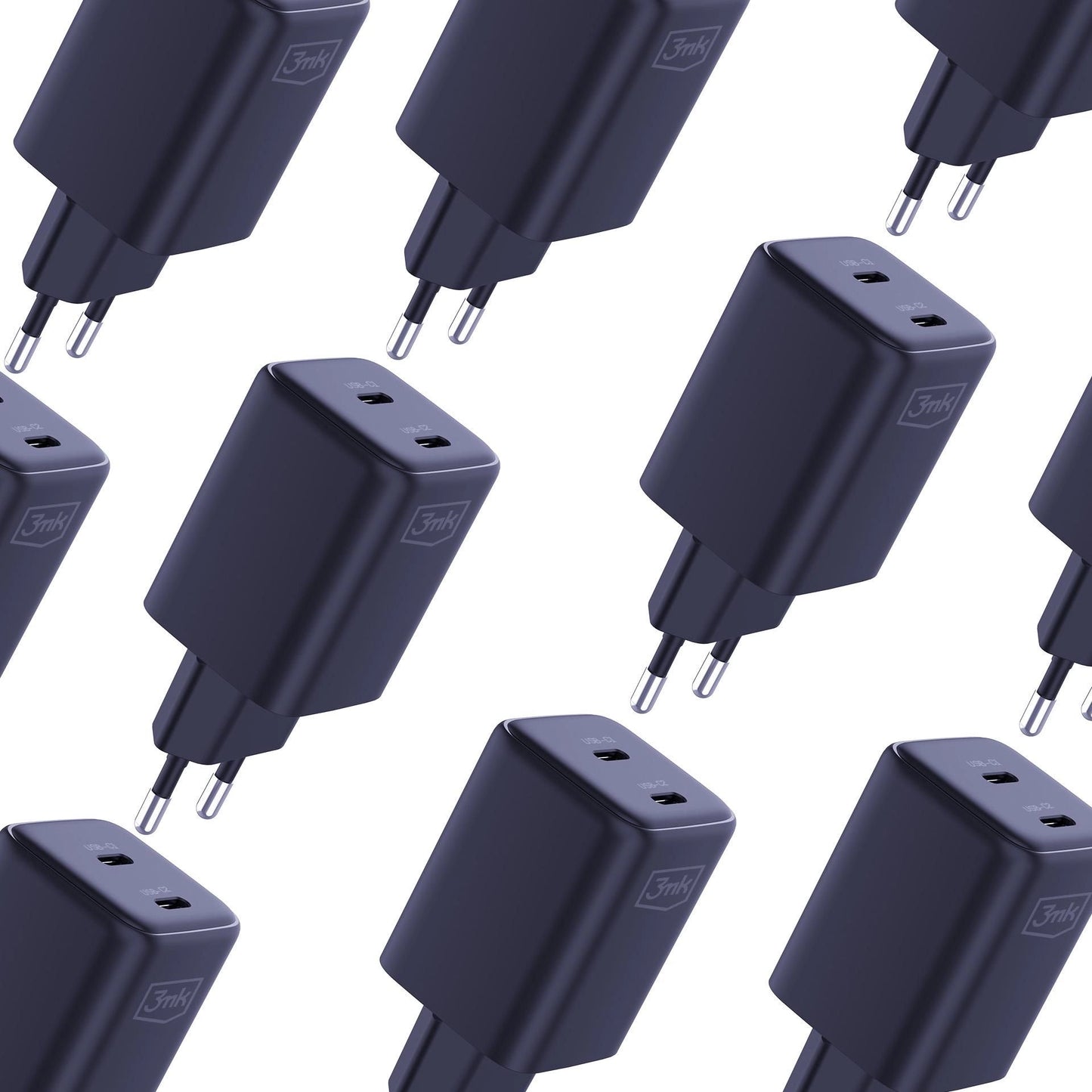 Мрежово зарядно за супер-бързо зареждане - 3mk Hyper Charger PD 45W GaN QC4+ PPS 2C Super-Fast Charge 2.0 черно