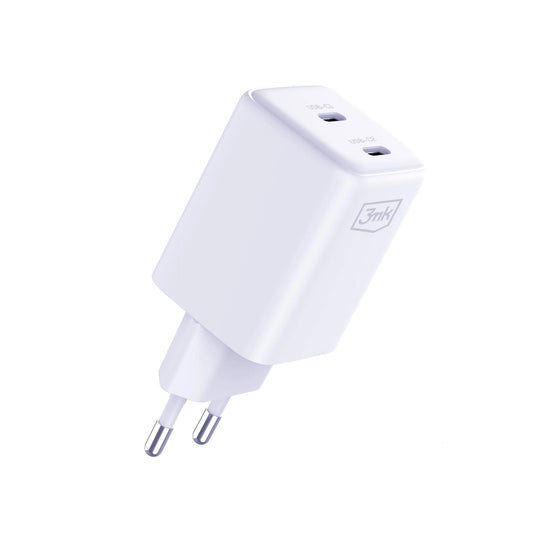 Мрежово зарядно за супер-бързо зареждане - 3mk Hyper Charger PD 45W GaN QC4+ PPS 2C Super-Fast Charge 2.0 бяло