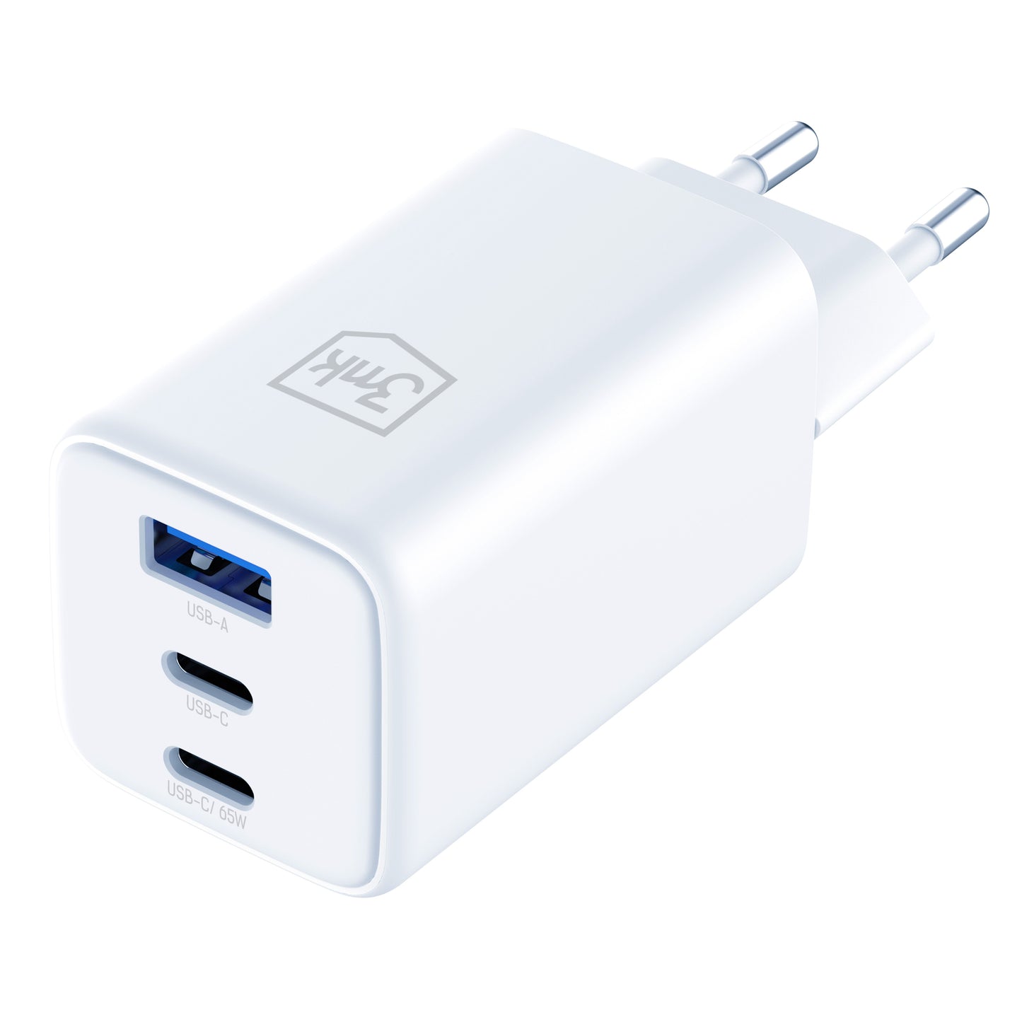 Бързо зарядно за всички преносими устройства - 3mk Hyper GaN Charger 65W QC4+ PD PPS USB 1A2C White EU