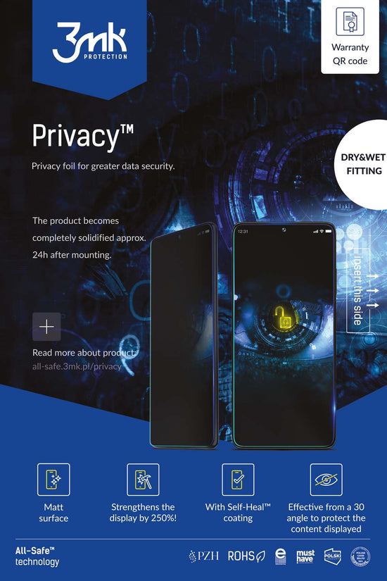 Защитно фолио за екран на телефон - AIO Privacy Phone Dry & Wet Fitting