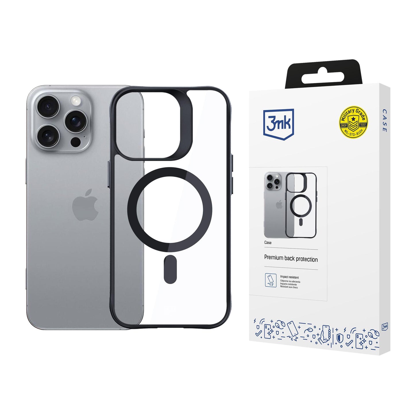 Прозрачен калъф с прозрачна защитна рамка и MagSafe за Apple iPhone 16 Pro Max - 3mk Satin Armor MagCase
