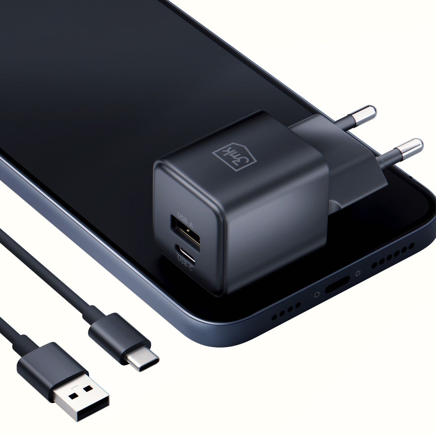 Зарядно - 3mk Hyper GaN Charger 20W QC4+ 1A1C черно