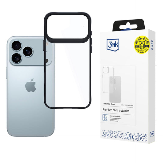 Прозрачен калъф с черна защитна рамка за Apple iPhone 17 Pro Max - 3mk Satin Armor Case+