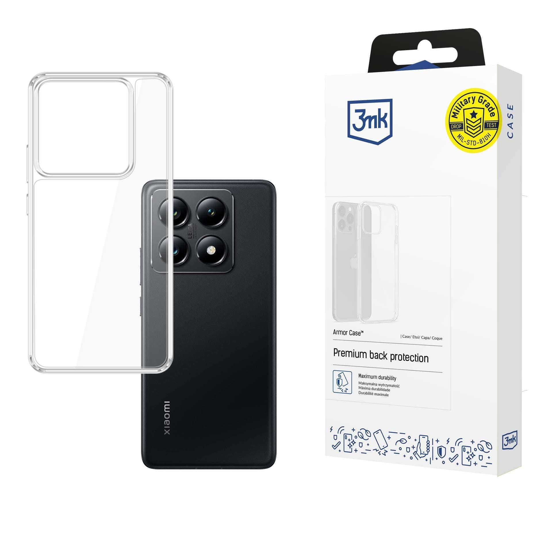 Прозрачен калъф с прозрачна защитна рамка за Xiaomi 14T Pro - 3mk Armor Case