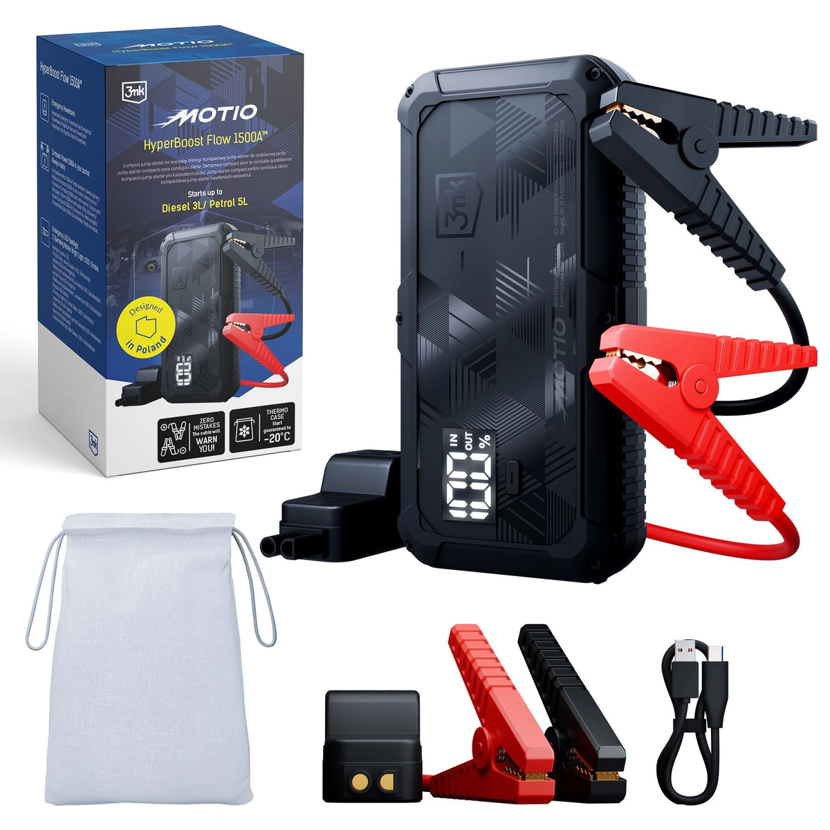 Джъмп стартер - 3mk Motio HyperBoost Flow 1500A 10,000mAh