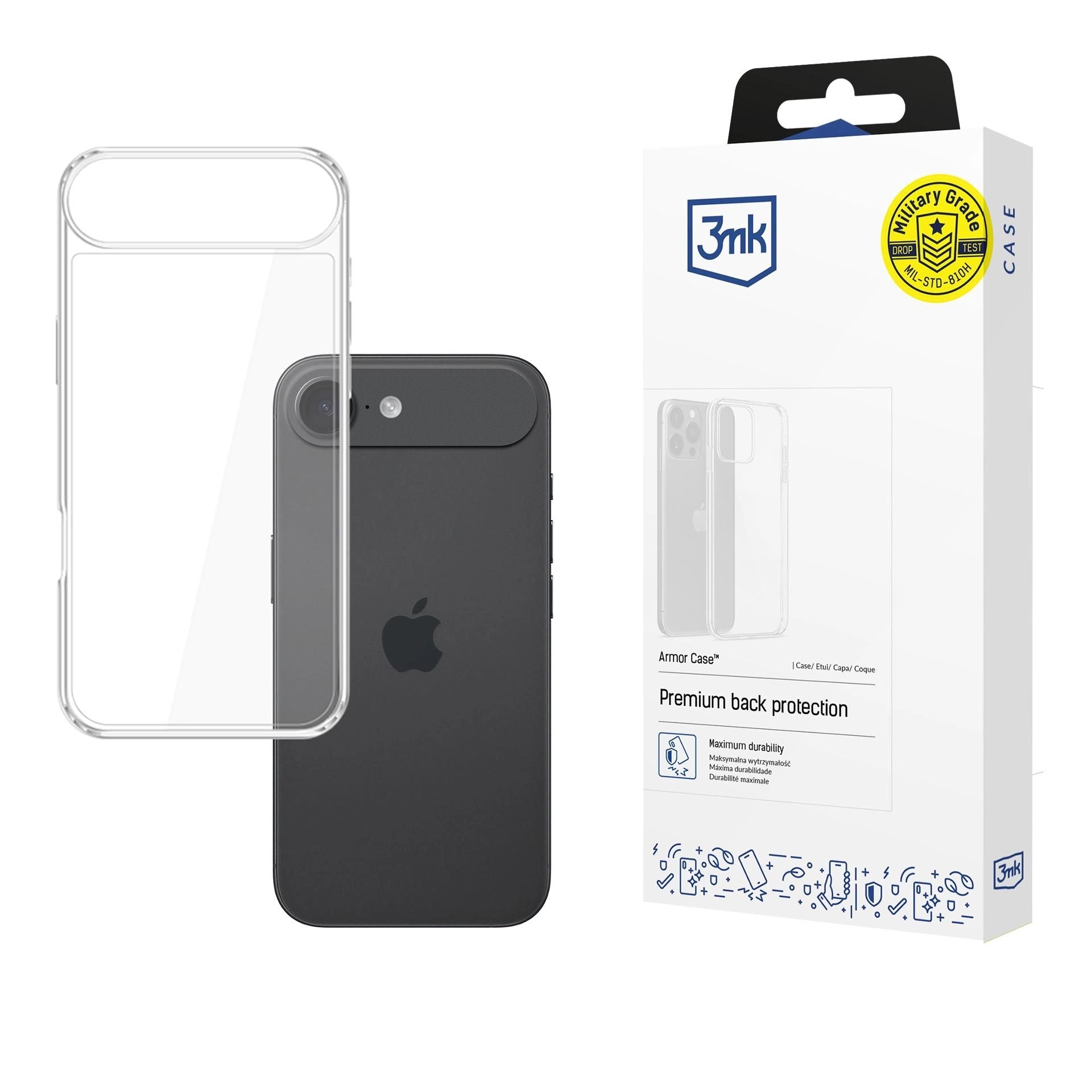 Прозрачен калъф с прозрачна защитна рамка за Apple iPhone 17 Air - 3mk Armor Case