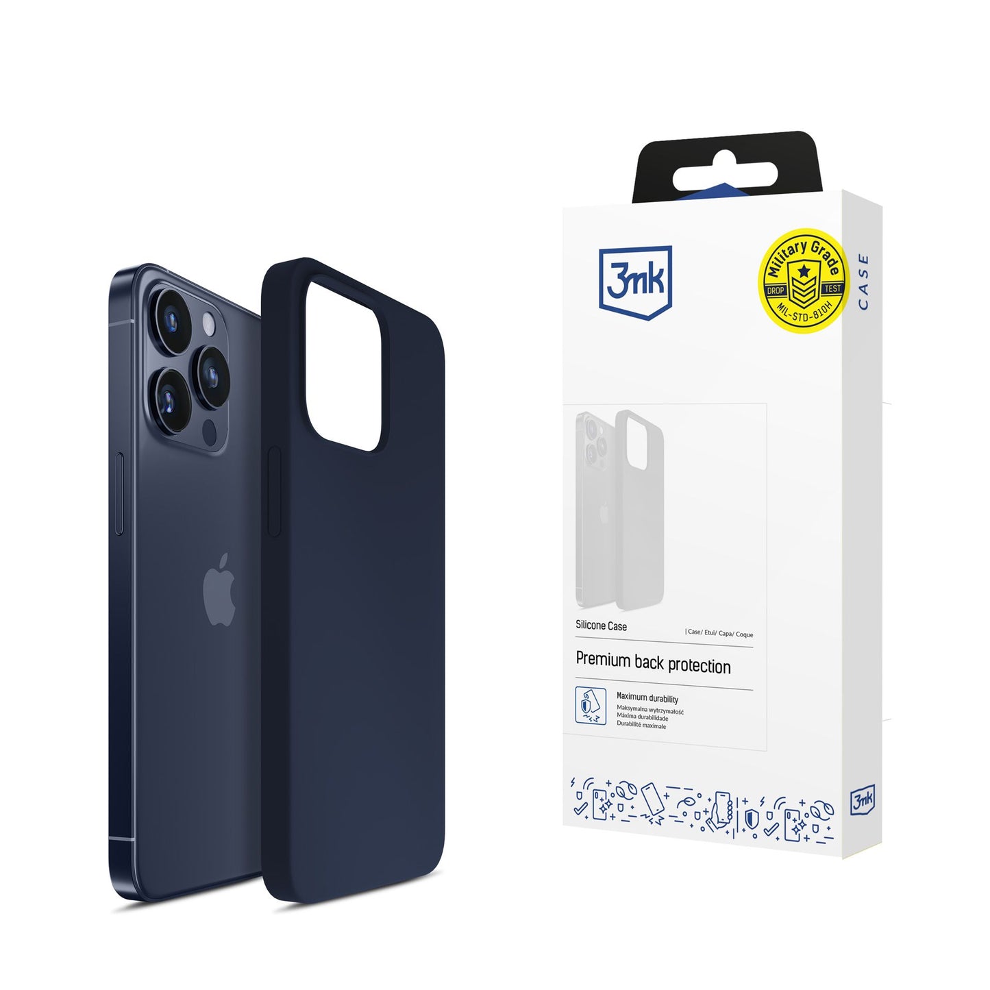 Син силиконов калъф за Apple iPhone 15 Pro Max - 3mk Silicone Case Dark Navy
