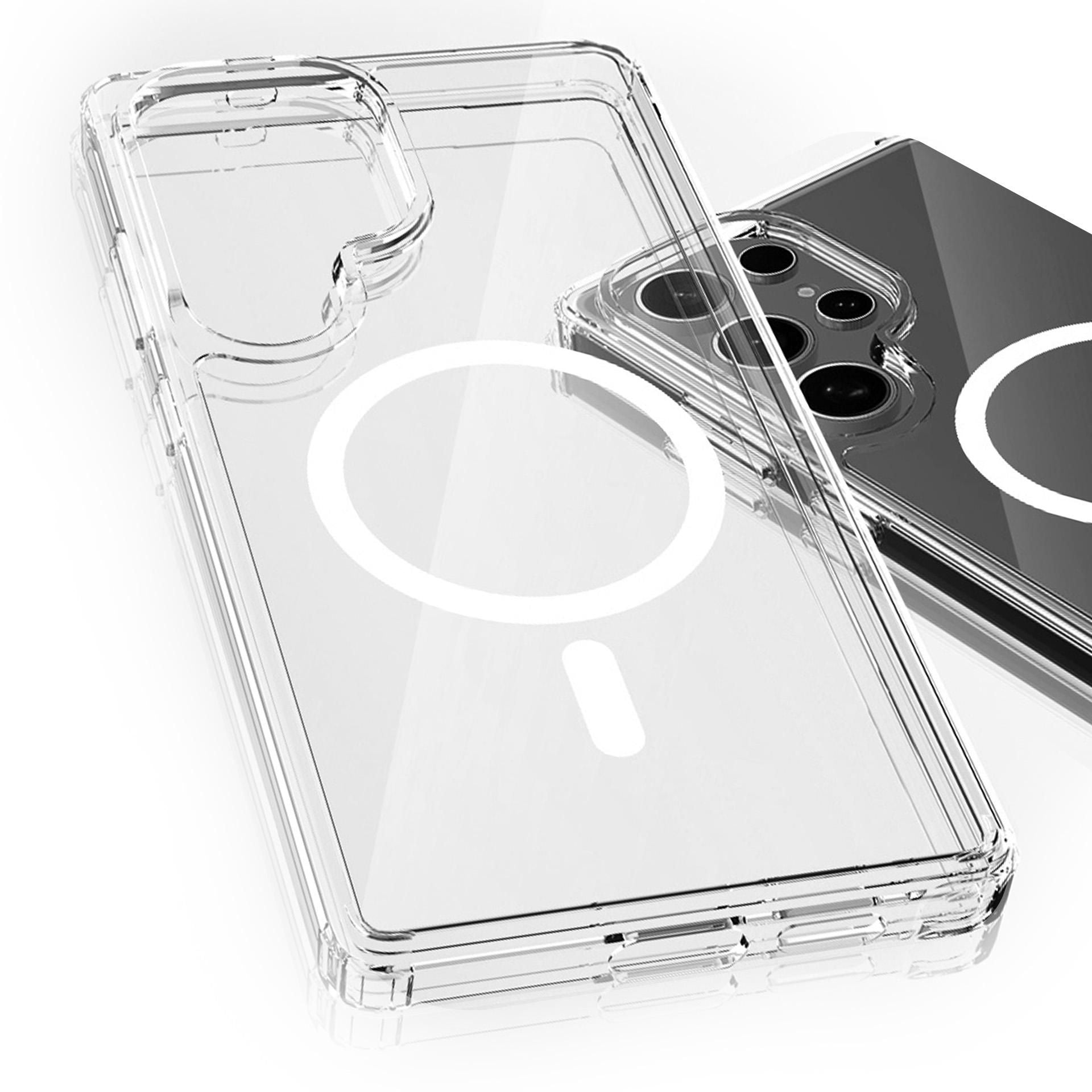 Прозрачен калъф MagSafe с прозрачна защитна рамка за Samsung Galaxy S24 Ultra - 3mk Armor MagCase
