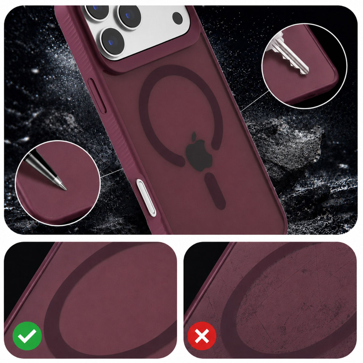 Хейзи калъф с MagSafe за Apple iPhone за 17 Pro/ 18 Pro-  3mk Hardy Hazy MagCase Burgundy