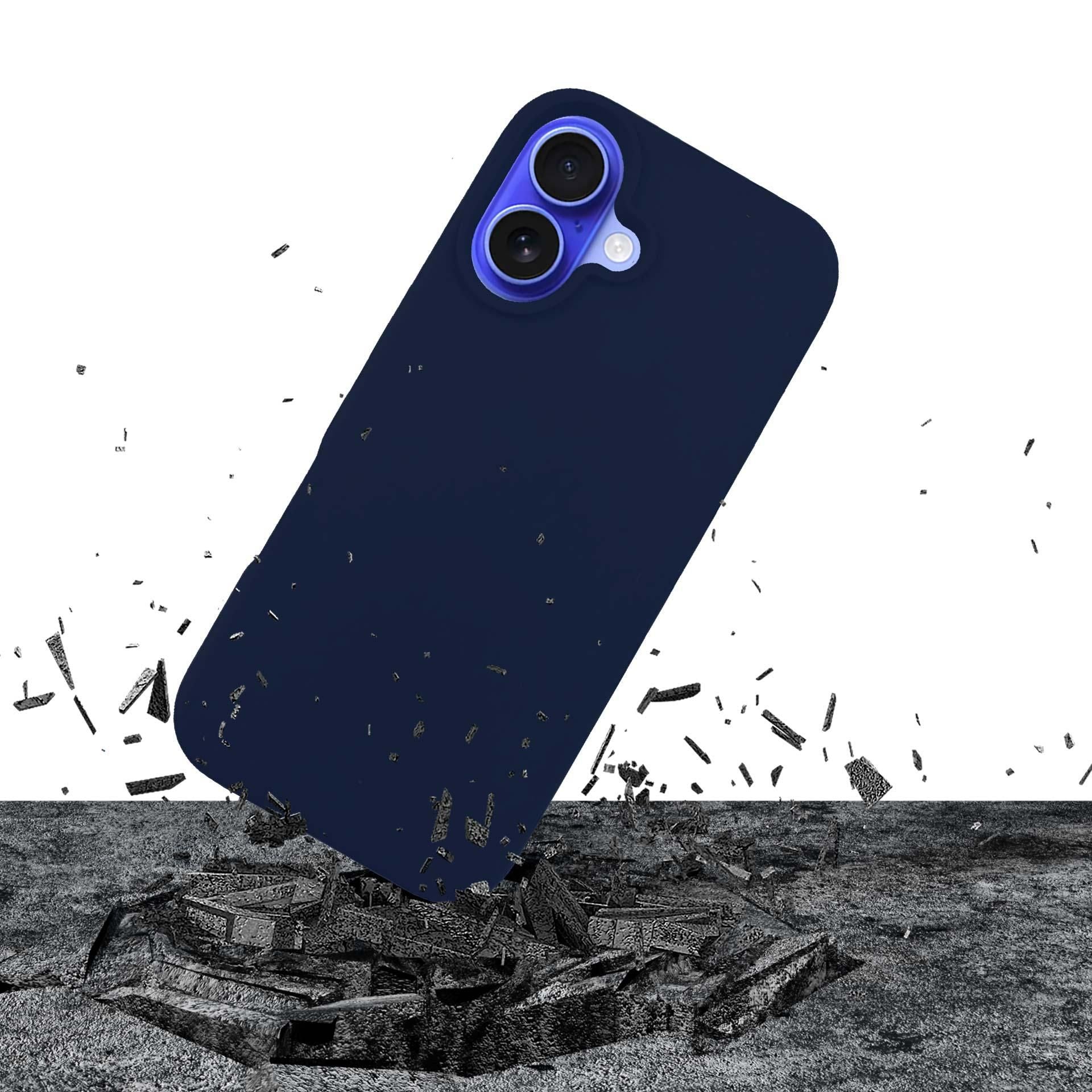 Син силиконов калъф за Apple iPhone 16 - 3mk Silicone Case Dark Navy