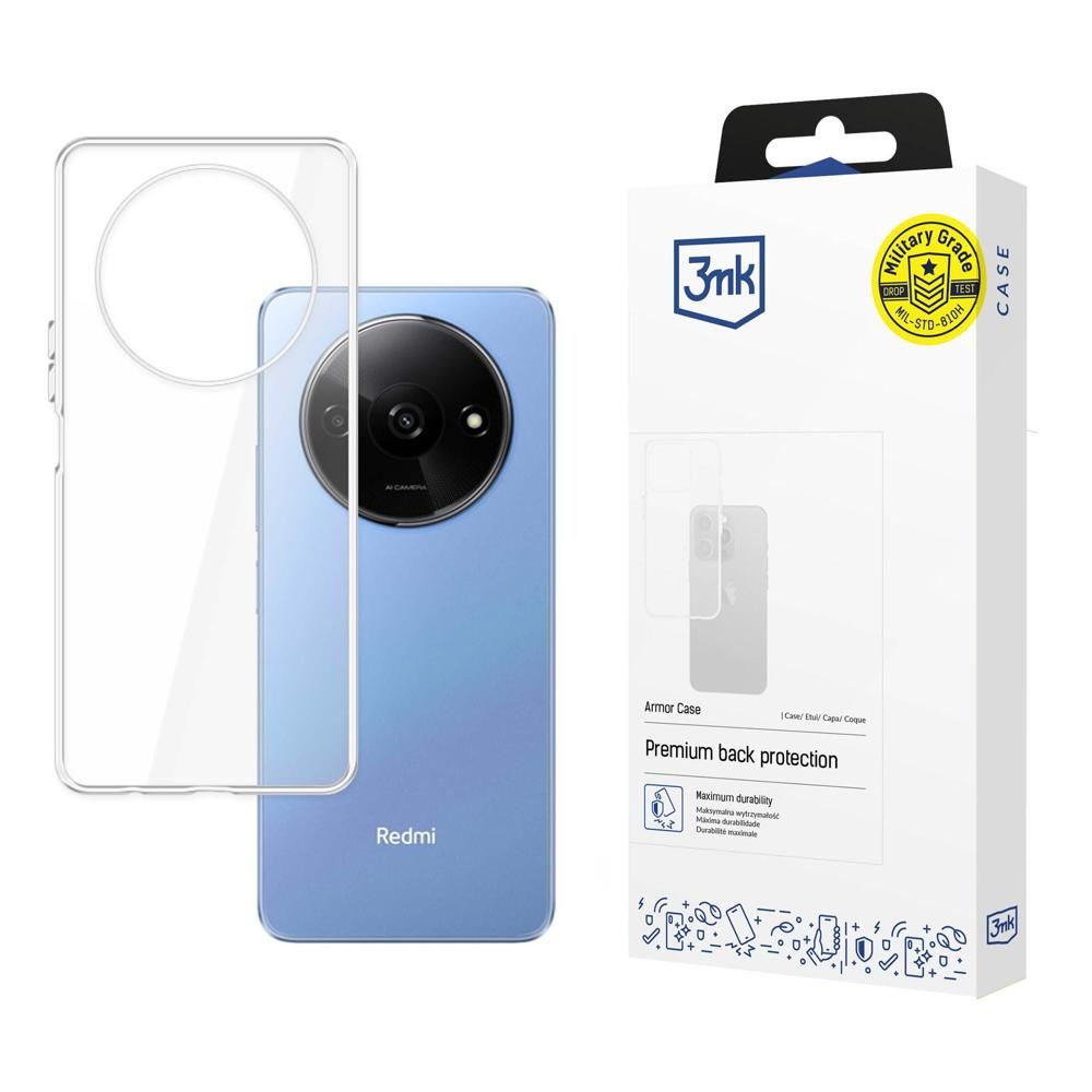 Прозрачен калъф с прозрачна защитна рамка за Redmi A3 - 3mk Armor Case