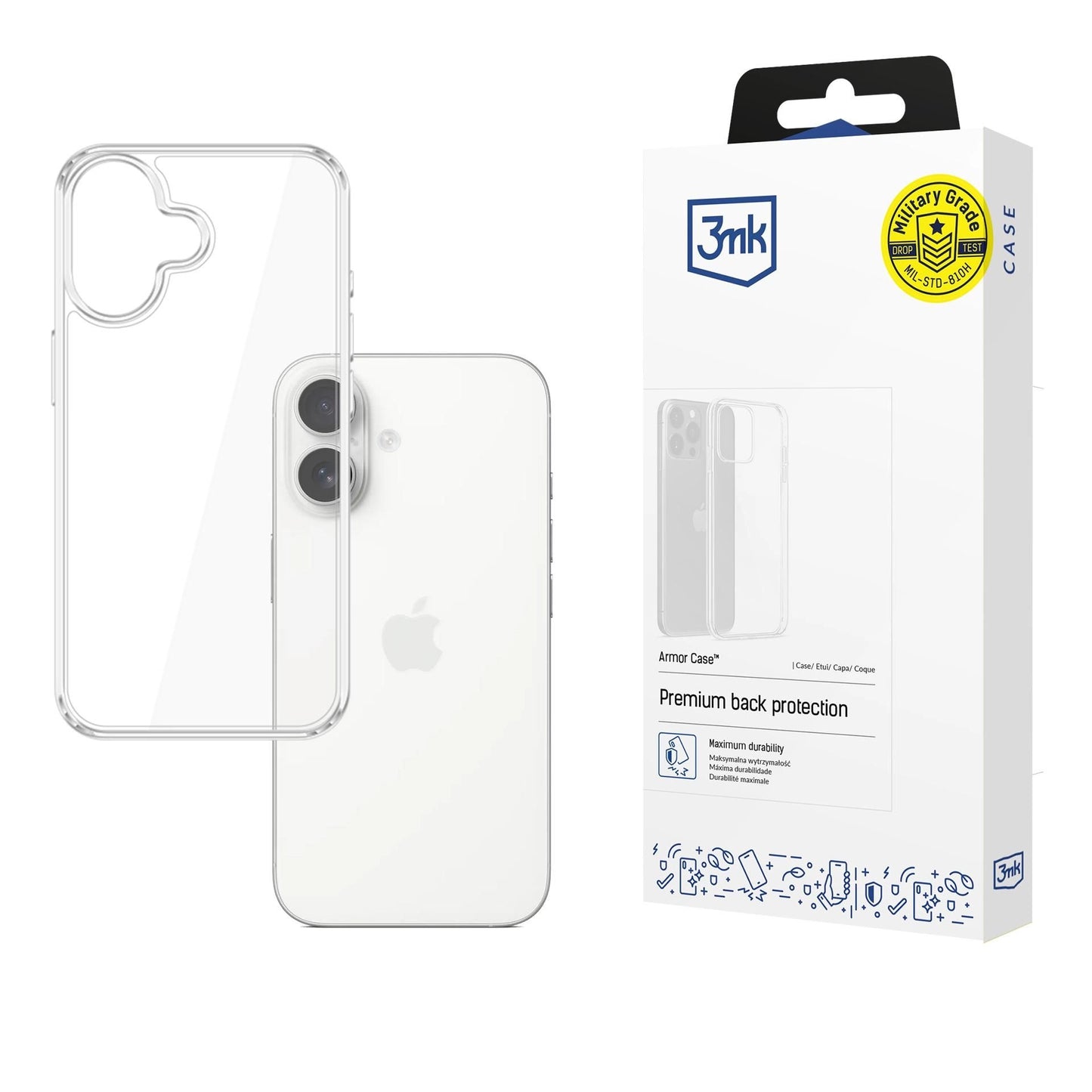 Прозрачен калъф с прозрачна защитна рамка за Apple iPhone 17 - 3mk Armor Case