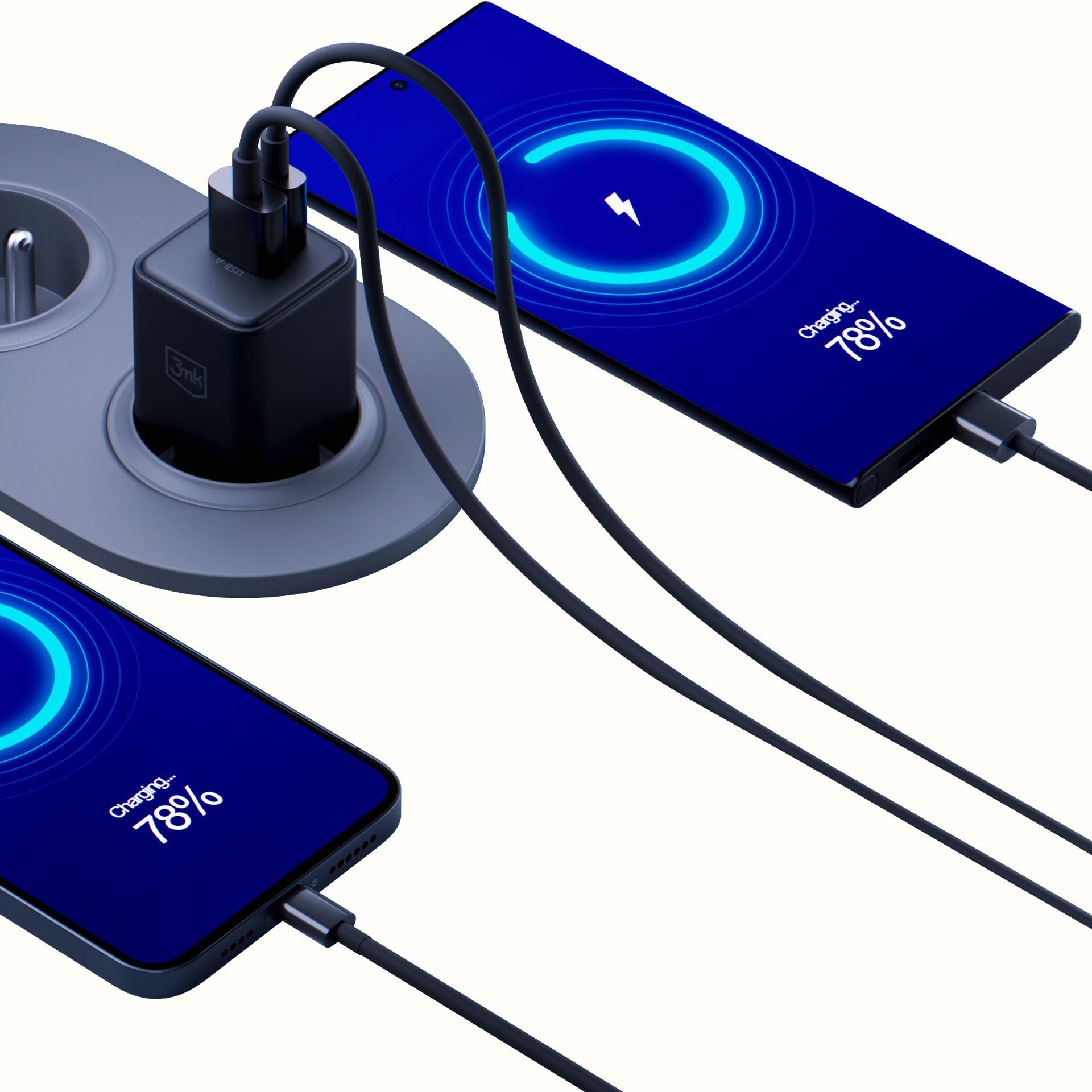 Зарядно - 3mk Hyper GaN Charger 20W QC4+ 1A1C черно