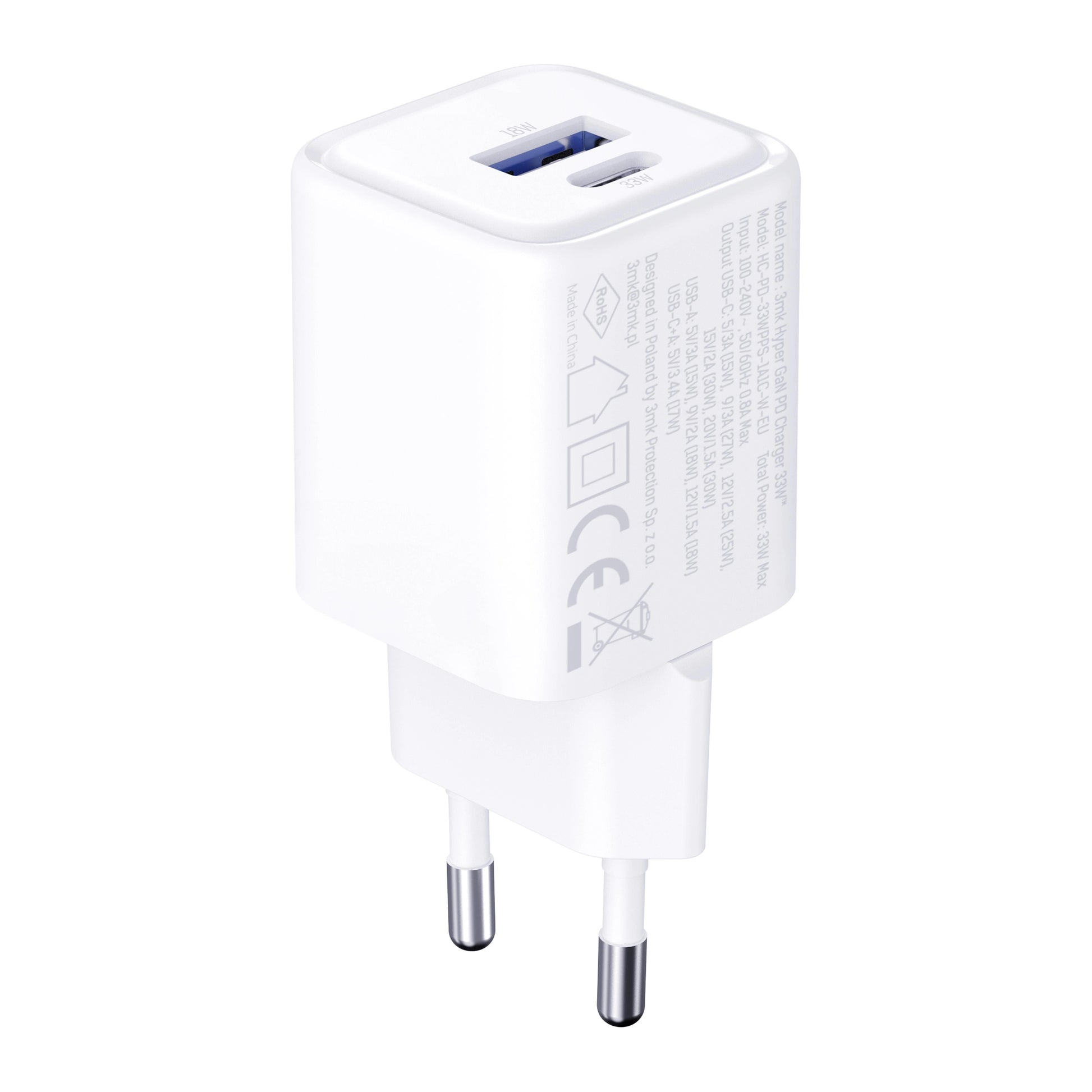 Зарядно - 3mk Hyper GaN Charger 33W бяло