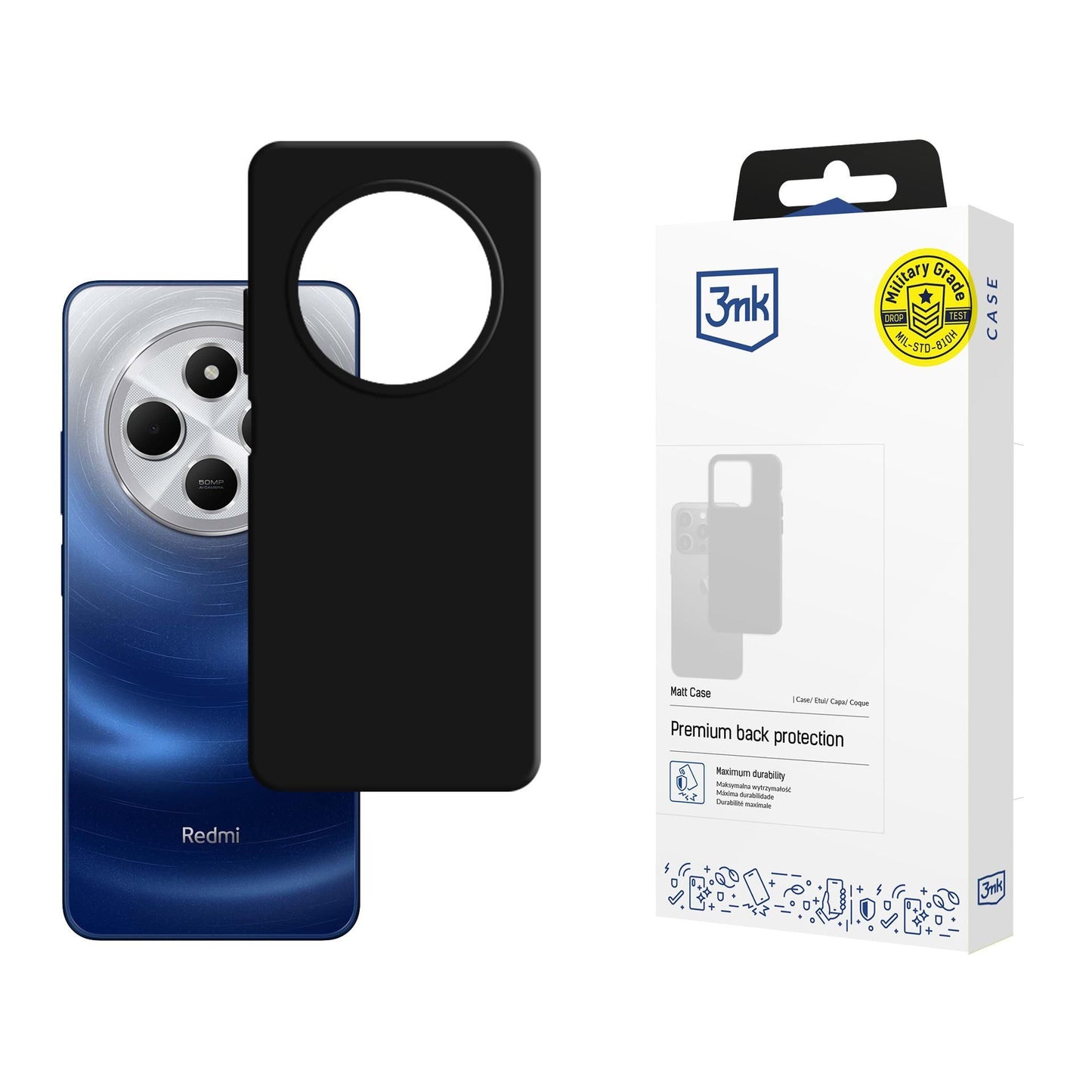 Матов калъф за Xiaomi Redmi 14C / Redmi A4 5G - 3mk Matt Case black