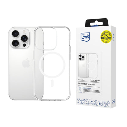 Прозрачен калъф MagSafe с прозрачна защитна рамка за Apple iPhone 15 Pro Max - 3mk Armor MagCase