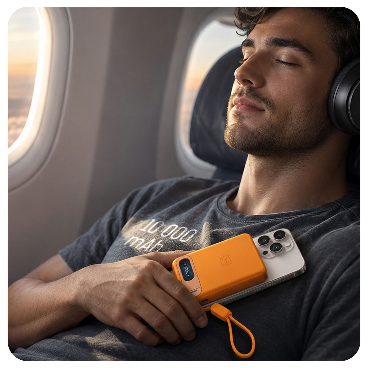 Джобна външна батерия - 3mk Genesis Qi 2.2™ 25W Wireless + PD45W 10,000mAh Оранжева