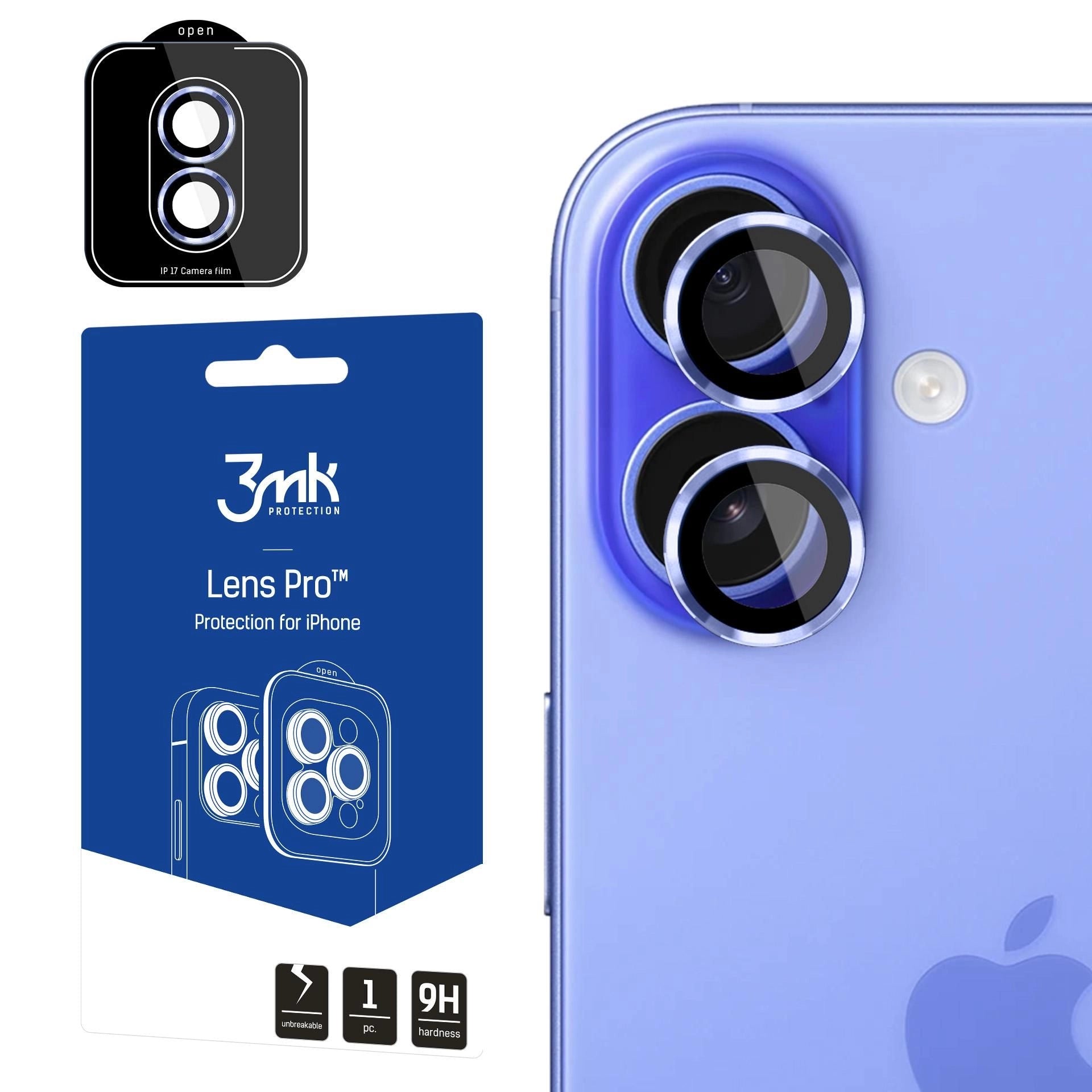 Протектор за камерата на Apple iPhone 17 - 3mk Lens Protection Pro Light Blue