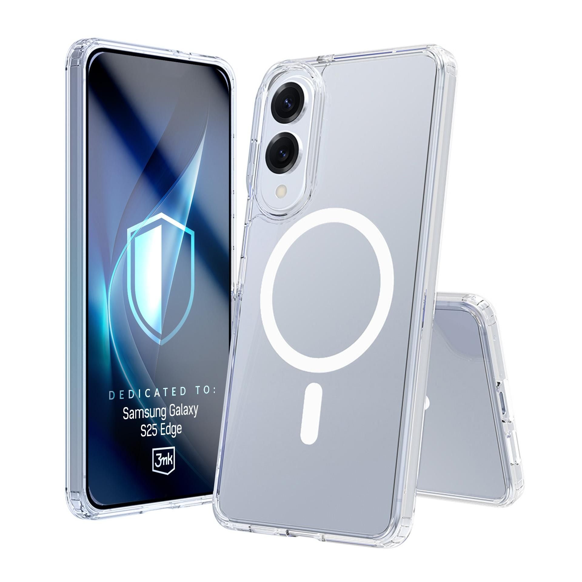 Прозрачен калъф MagSafe с прозрачна защитна рамка за Samsung Galaxy S25 Edge - 3mk Armor MagCase