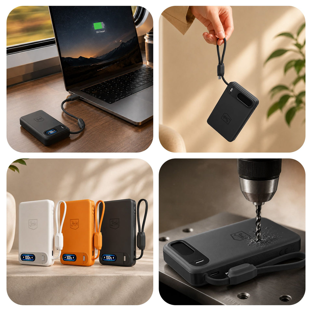 Джобна външна батерия - 3mk Genesis Qi 2.2™ 25W Wireless + PD45W 10,000mAh Черна