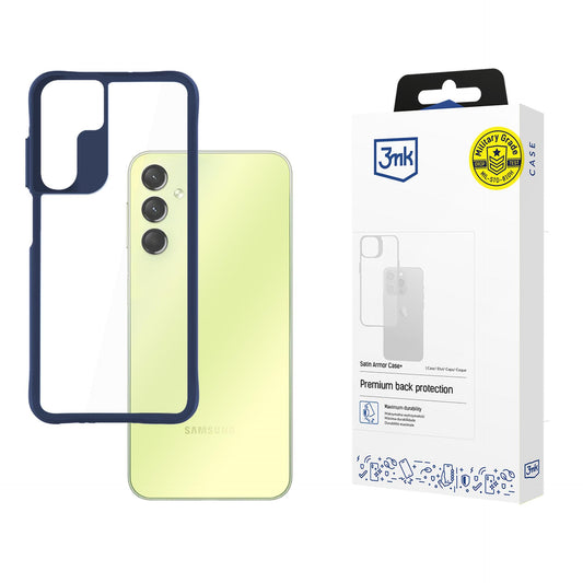 Прозрачен калъф с цветна защитна рамка Samsung Galaxy A25 5G - 3mk Satin Armor Case+ Blue