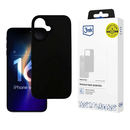 Черен силиконов калъф за Apple iPhone 16 Plus - 3mk Silicone Case