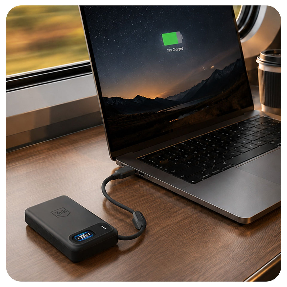 Джобна външна батерия - 3mk Genesis Qi 2.2™ 25W Wireless + PD45W 10,000mAh Черна