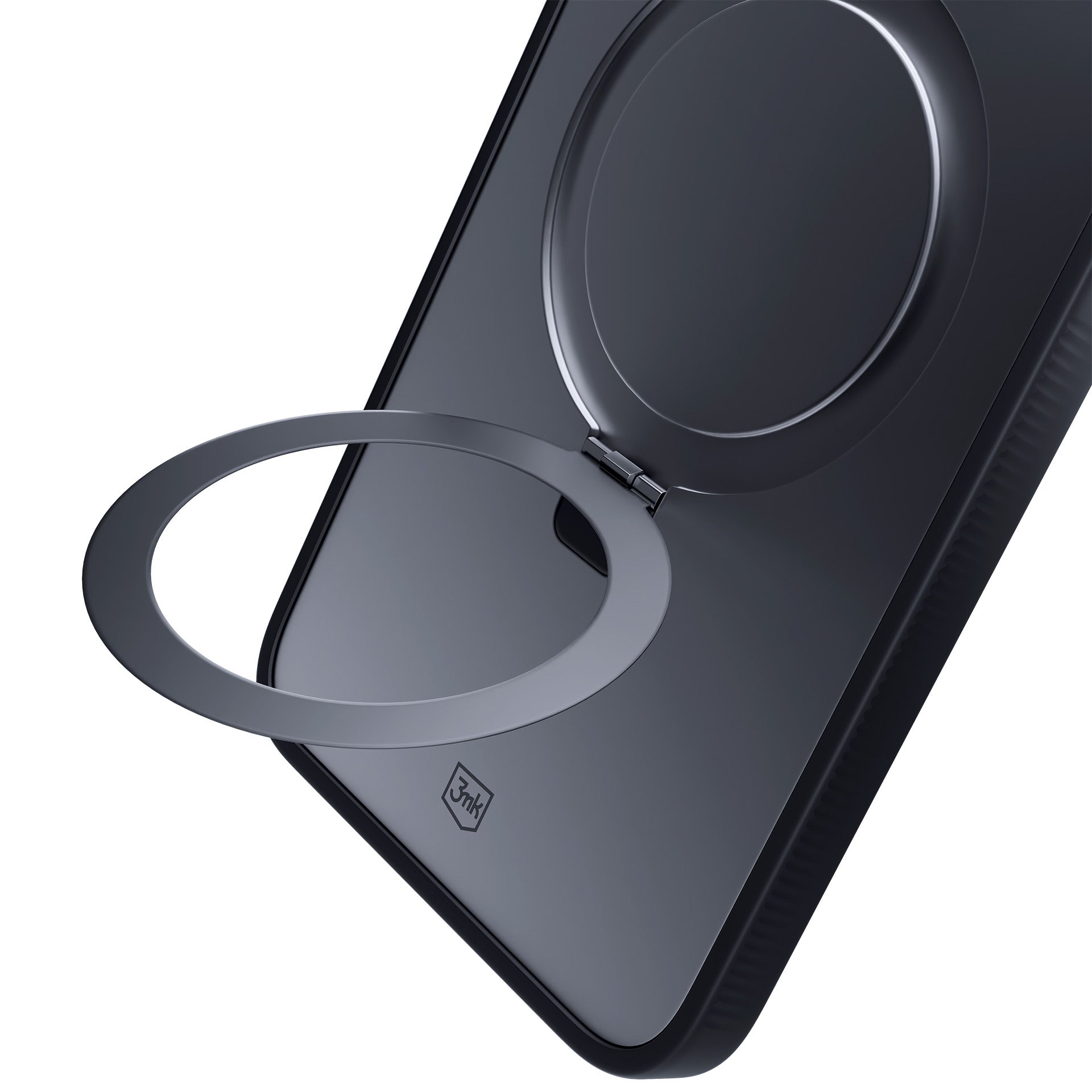 Опушен силиконов калъф с MagSafe и практична стойка за Apple iPhone 16 - 3mk Smoke Case Mag&Stand
