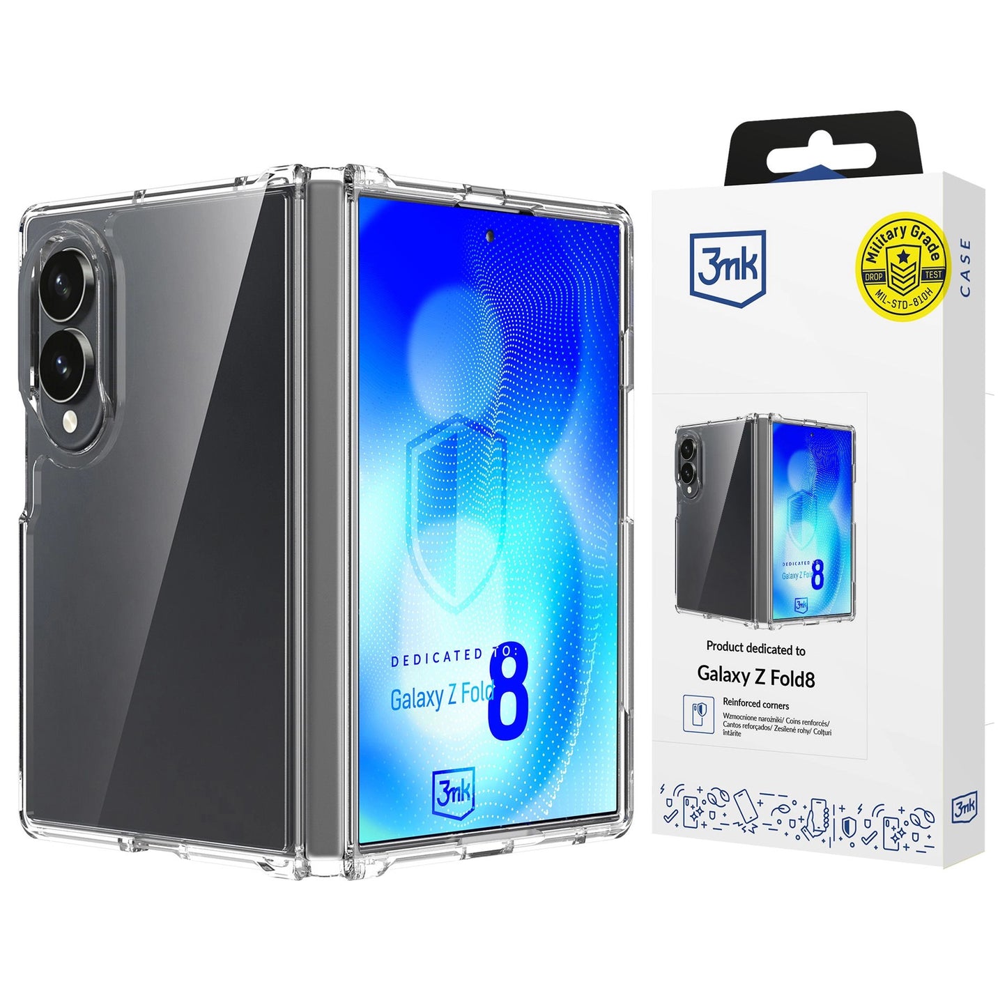 Прозрачен калъф с прозрачна защитна рамка за Samsung Galaxy Z Fold 8 - 3mk Armor Case