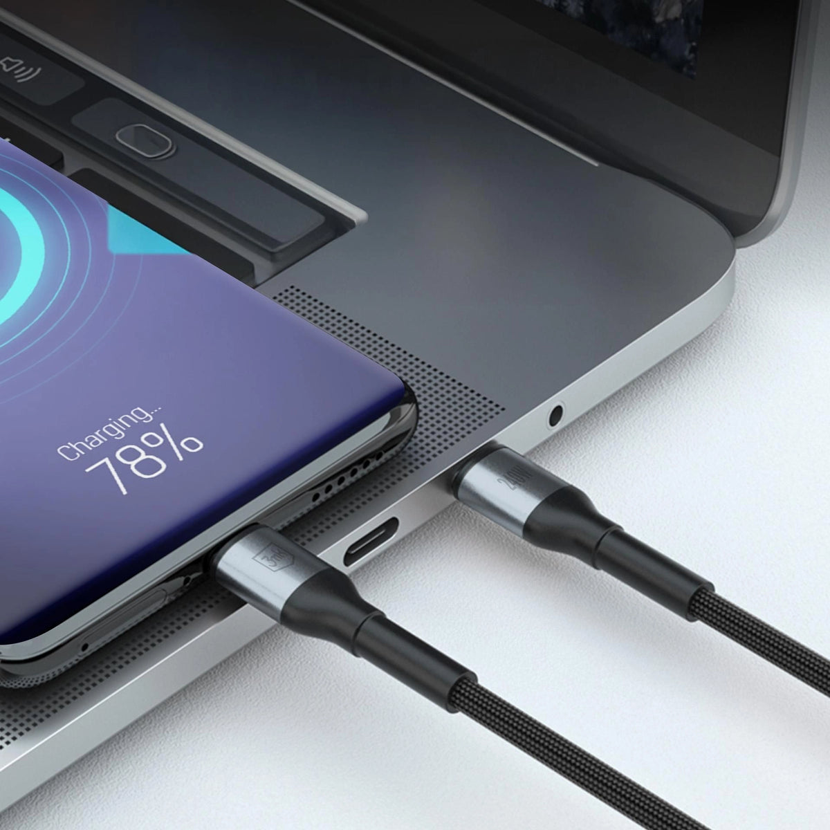 Плетен кабел за зареждане и прехвърляне на данни 3mk Hyper Cable N-SERIES C to C 1m 48V/5A 240W