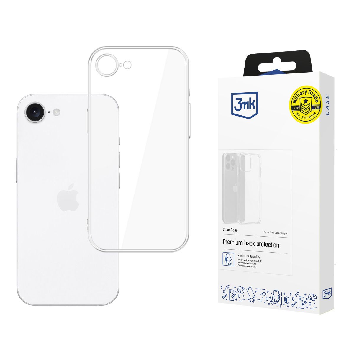 Прозрачен калъф с прозрачна защитна рамка за Apple iPhone 16E - 3mk Armor Case