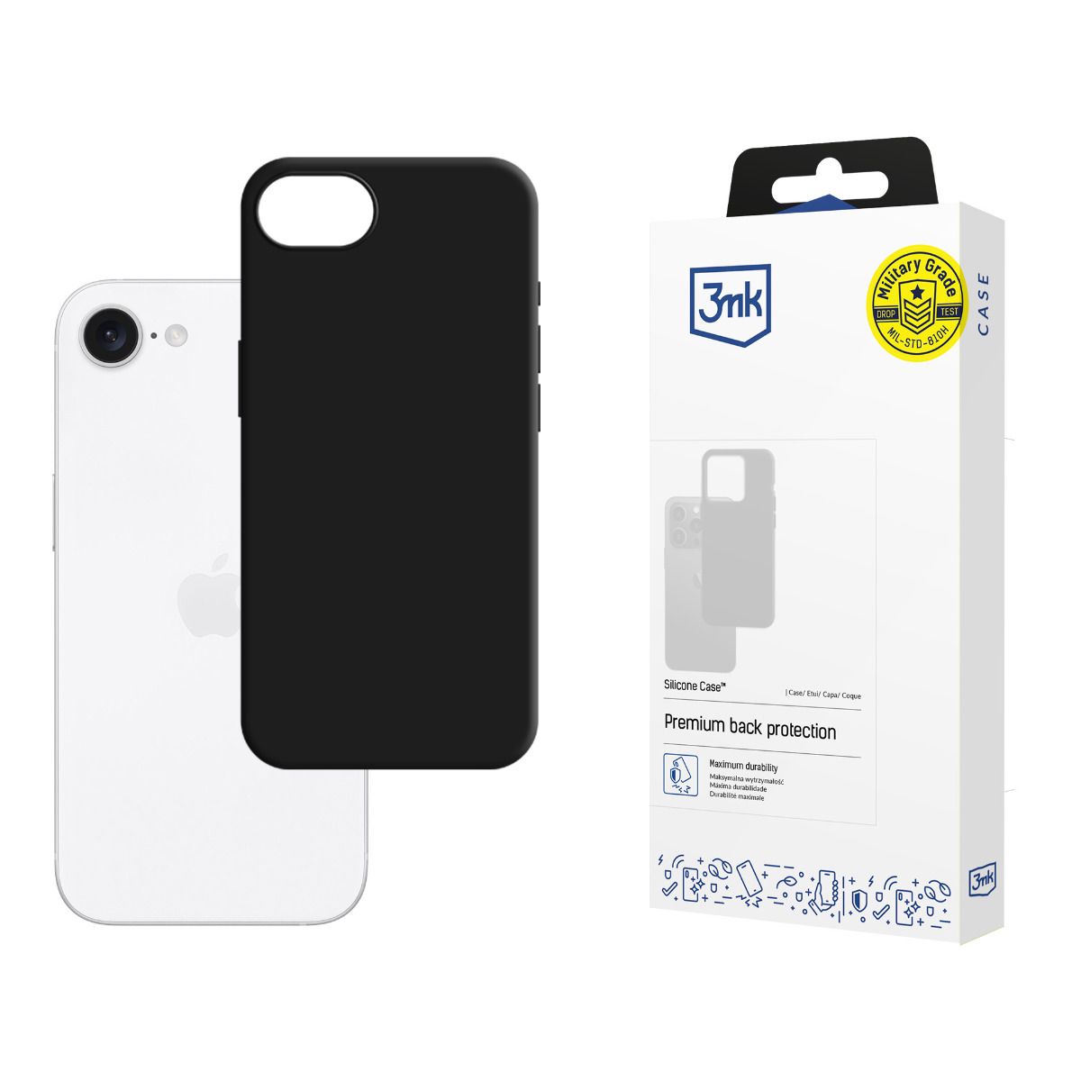 Черен силиконов калъф за Apple iPhone 16E - 3mk Silicone Case