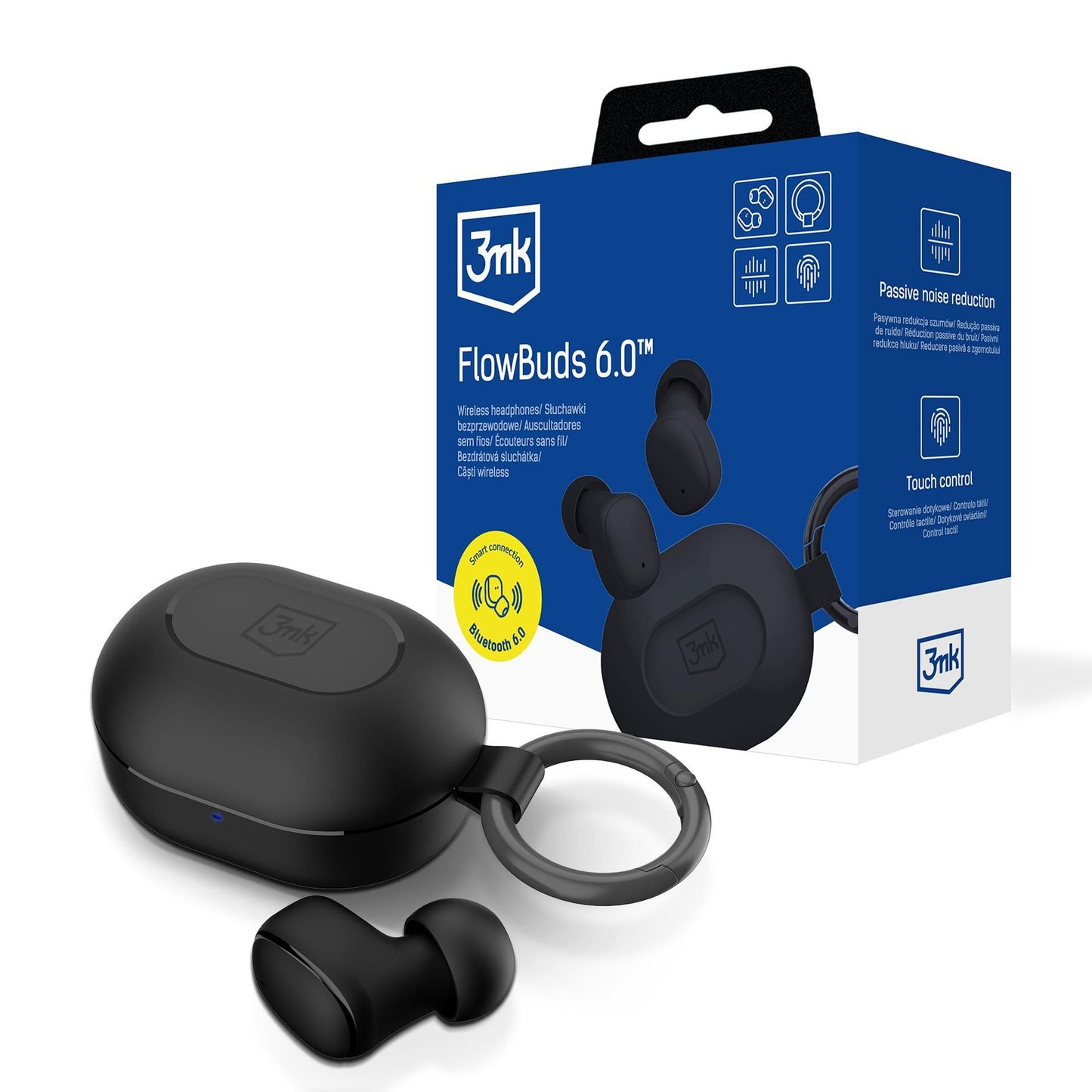 Безжични Bluetooth слушалки - 3mk FlowBuds 6.0 - черни