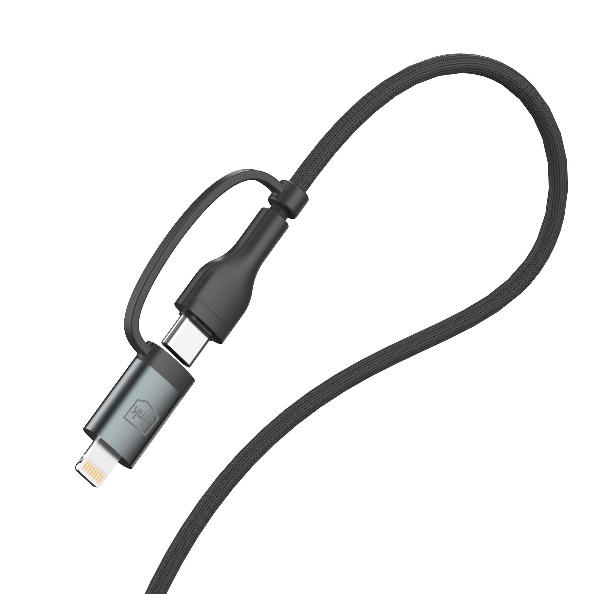 Плетен кабел за зареждане и прехвърляне на данни 3mk Hyper Cable N-SERIES 2 in 2 A/C to C/Lightning 1.2m 9V/2A 60W